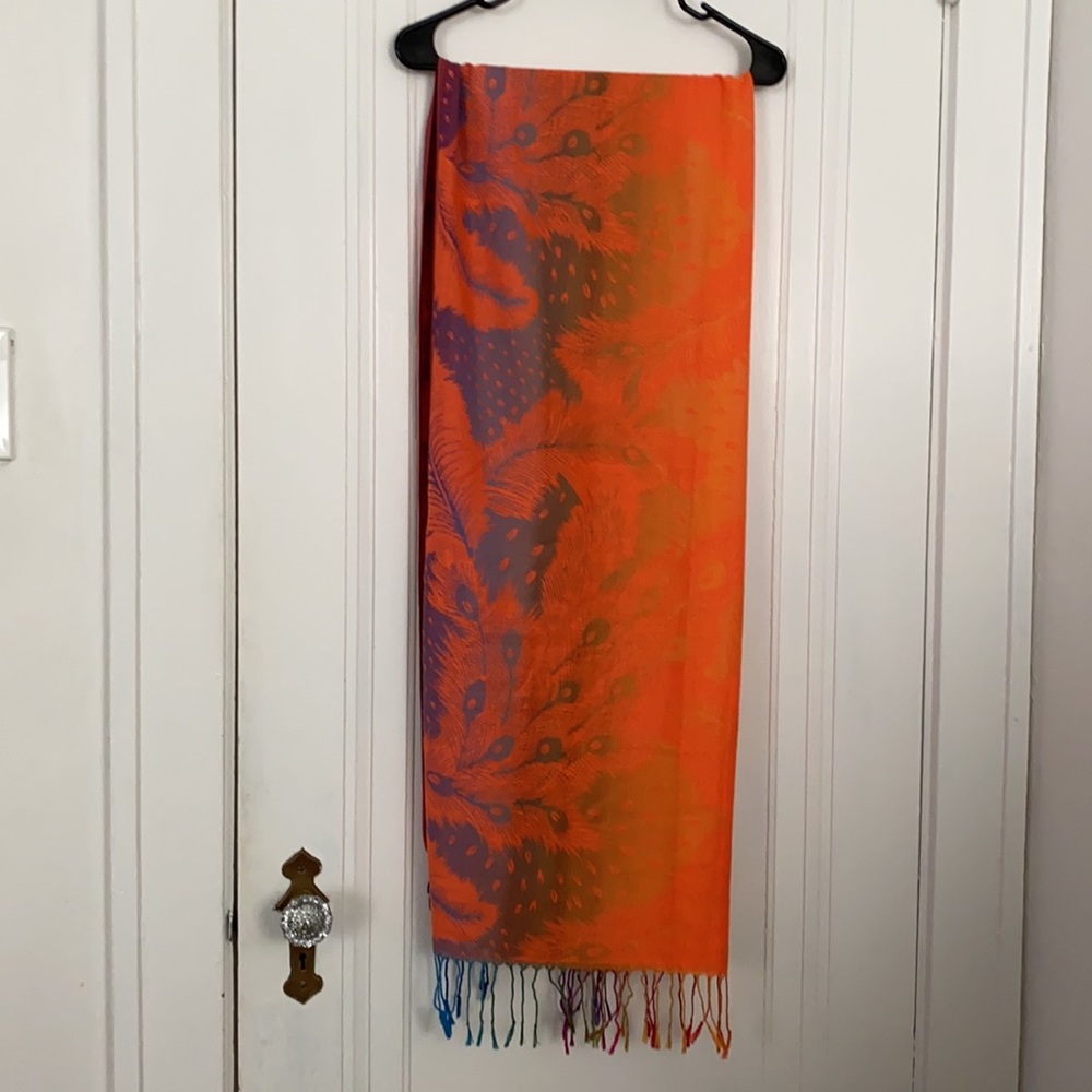 Rainbow Peacock Feather Pashmina